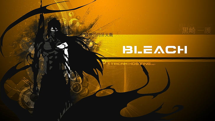 Verband, Bleichmittel, Kurosaki Ichigo, Mugetsu, gelber Hintergrund, HD-Hintergrundbild