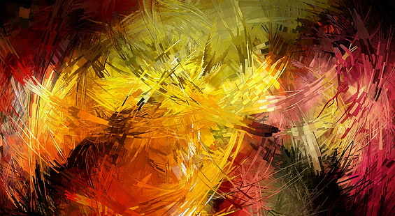 Diseño geométrico, pintura abstracta multicolor, artístico, abstracto, rojo, amarillo, arte, cg art, diseño, digital, geométrico, fondo, Fondo de pantalla HD HD wallpaper