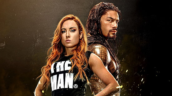 Videospel, WWE 2K20, Becky Lynch, Roman Reigns, HD tapet HD wallpaper