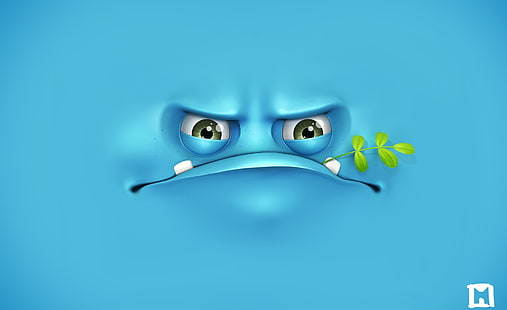 Grumpy, Funny Blue Monster 3D, Funny, monster, blue, grumpy, Tapety HD HD wallpaper