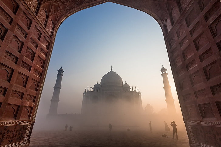 Monumenti, Taj Mahal, Nebbia, India, Monumento, Sfondo HD