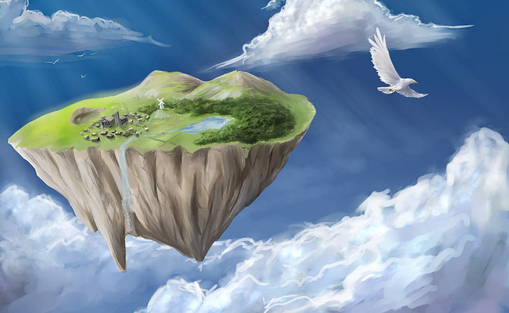 Flying Island, floating island wallpaper, Artistic, Fantasy, Flying, Island, HD wallpaper