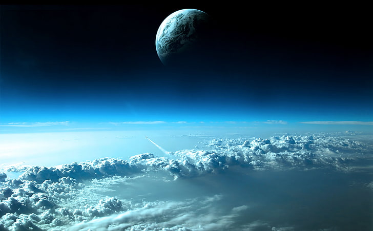 Bellissimo spazio Visualizza, cielo blu e nero, spazio, vista, bello, Sfondo HD