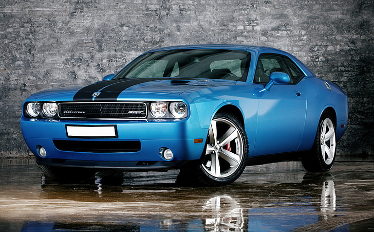 Dodge Challenger, blue and black coupe