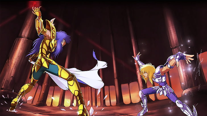 Anime, Heiliger Seiya, Cygnus Hyoga, Skorpion Milo, HD-Hintergrundbild