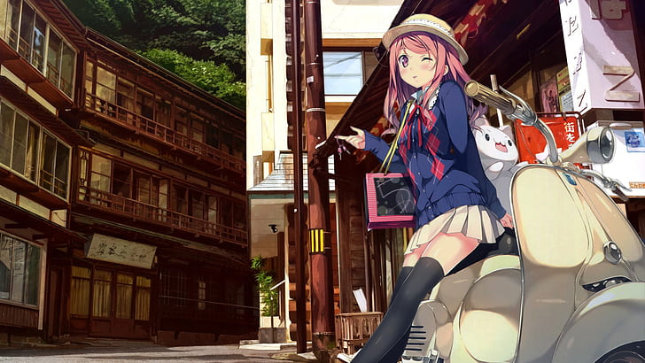 Kantoku, Kurumi (Kantoku), ciclomotores, garotas de anime, HD papel de parede