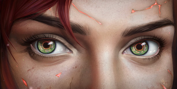 цифровое искусство, глаза, крупным планом, Фем Шеп, коммандер Шепард, Mass Effect, HD обои HD wallpaper