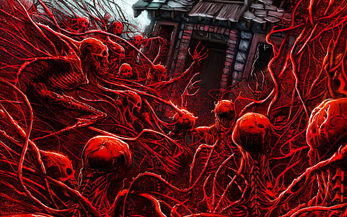 rote Skelett Tapete, dunkel, Skelett, gruselig, Halloween, Horror, romantisch apokalyptisch, beängstigend, gruselig, HD-Hintergrundbild HD wallpaper