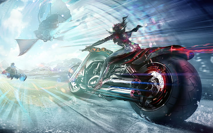 Girl On A Motorcycle Digital Art Images Hd Wallpapers For Mobile Phones And Laptops, HD wallpaper