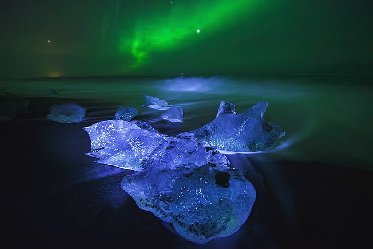 الأضواء الشمالية ، أيسلندا ، الطبيعة ، المناظر الطبيعية ، الشتاء ، البرد ، الشفق القطبي، خلفية HD