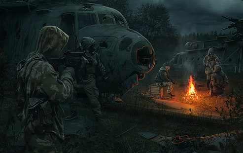 Kunst, Soldaten, Müllkippe, Tschernobyl, Stalker, Stalker, HD-Hintergrundbild HD wallpaper