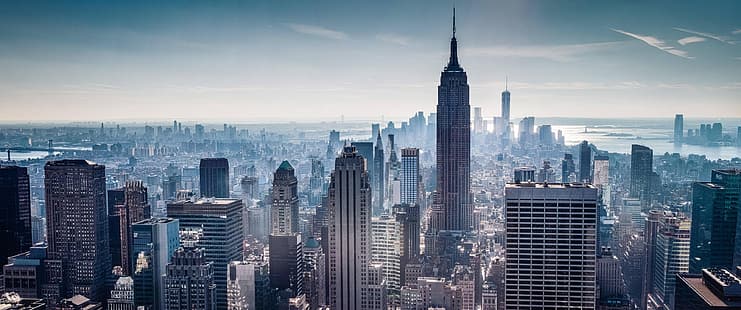 ultrawide, Nova York, Empire State Building, HD papel de parede HD wallpaper