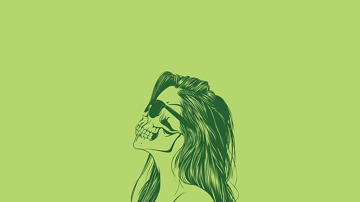 minimalis, Skull Face, kacamata hitam, karya seni, latar belakang sederhana, Wallpaper HD