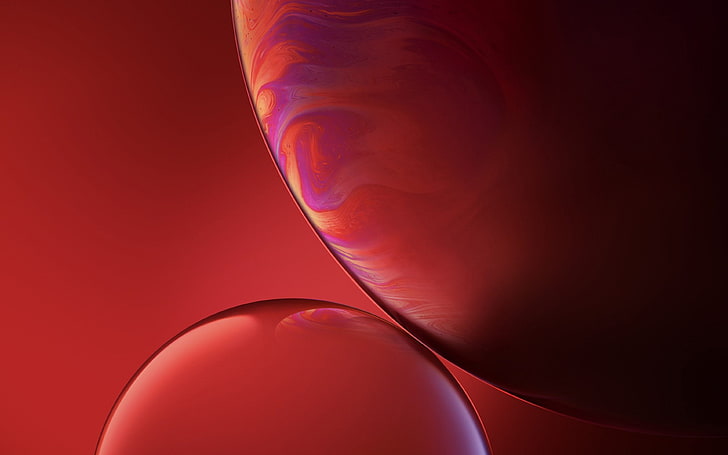 iphone, xs, max, apple, official, art, red, bubble, HD wallpaper