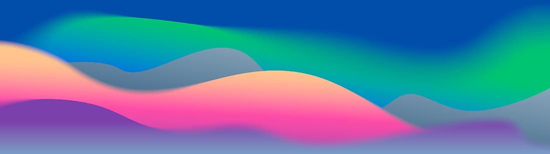 размытый, macOS Big Sur, волны, красочный, двойной дисплей, два монитора, сверхширокий, HD обои HD wallpaper