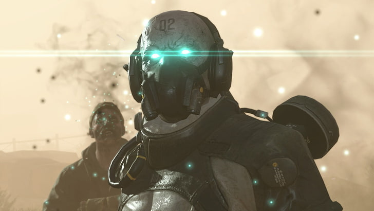homem de armadura com olhos verdes, papel de parede digital de jogo para PC, Metal Gear Solid V: The Phantom Pain, Metal Gear, videogames, Metal Gear Solid, HD papel de parede