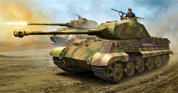 angka, Jerman, tank, Tiger II, Berat, WW2, Wehrmacht, Panzerkampfwagen VI Ausf.B, King Tiger, Sd.Car.182, Panzerwaffe, Wallpaper HD HD wallpaper