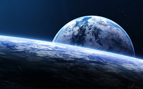 Земля, горизонт, Космический пейзаж, 4к, 8к, HD, космос, HD обои HD wallpaper