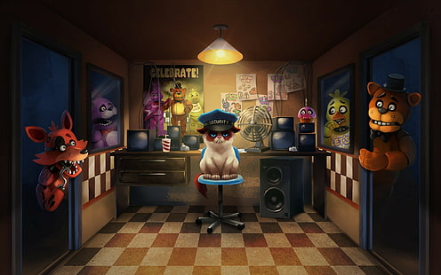 Five Nights di Freddys Grumpy Cat animals, Wallpaper HD HD wallpaper
