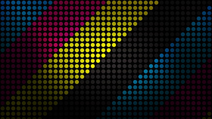 abstract, cmyk, dots, multicolor, stripes, HD wallpaper