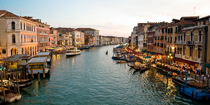 Gran Canal, Venecia, Canal, Gondoleros, Edificios, Fondo de pantalla HD