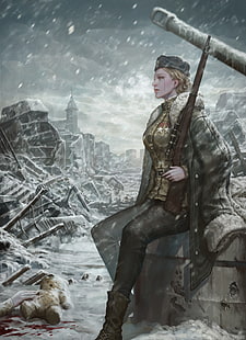محارب ، بندقية ، فتيات بالبنادق ، الحرب العالمية الثانية ، اتحاد الجمهوريات الاشتراكية السوفياتية، خلفية HD HD wallpaper