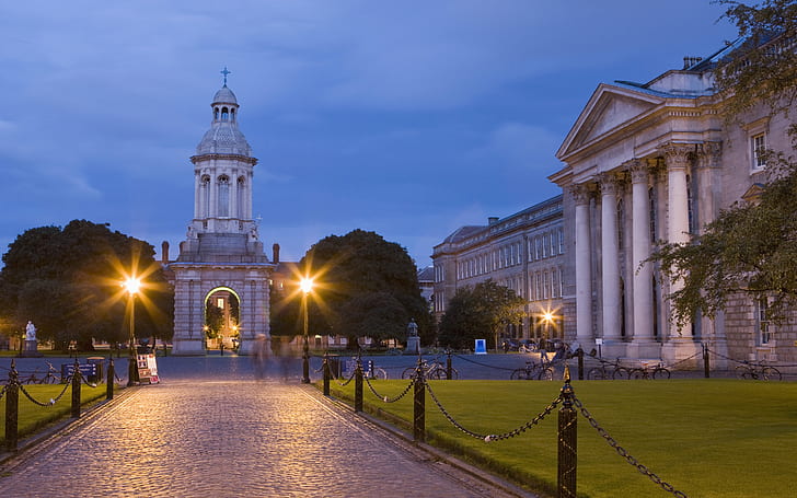 Тринити-колледж ранним вечером Дублин, Ирландия, Дублин, Ирландия, тринити, колледж, ранний вечер, путешествия и мир, HD обои