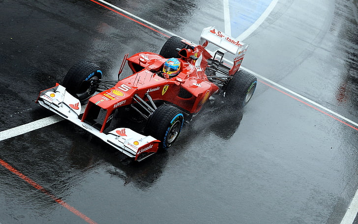merah dan putih Formula 1, ferrari, fernando alonso, formula-1, alonso, f1, fernando, f2012, Wallpaper HD