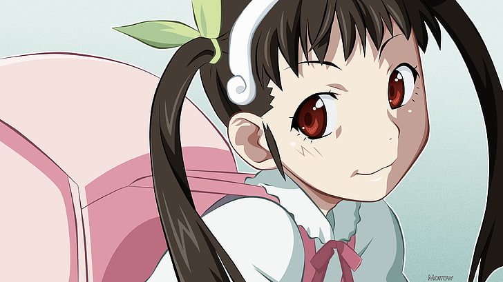 Série Monogatari, Hachikuji Mayoi, garotas de anime, twintails, HD papel de parede