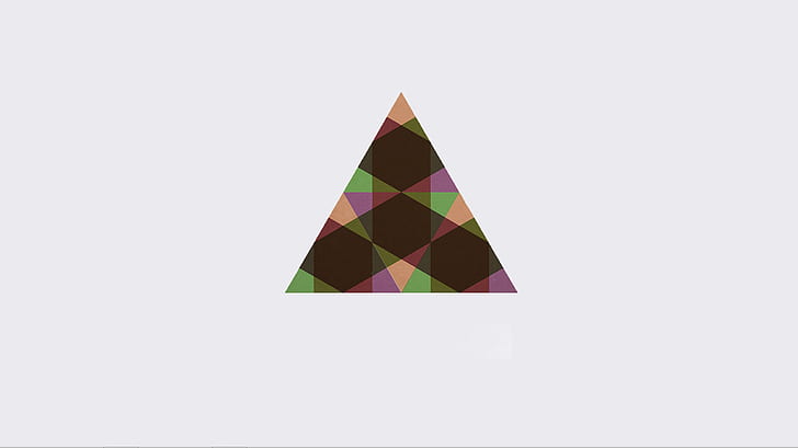 Dreieck abstraktes HD, schwarzes braunes grünes und lila Dreieckbild, Zusammenfassung, digital / Grafik, Dreieck, HD-Hintergrundbild