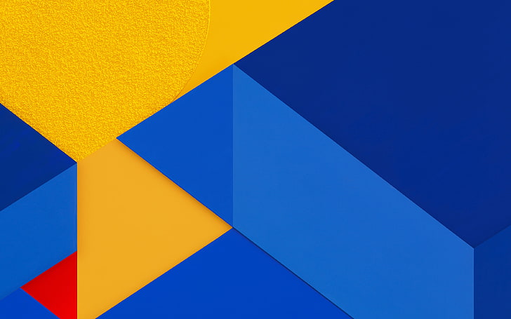 アンドロイド、マシュマロ、新しい、青、黄色、パターン、 HDデスクトップの壁紙