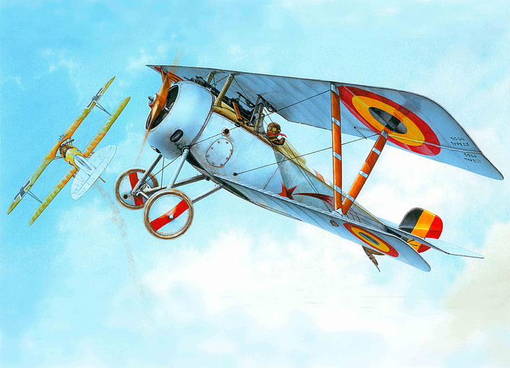 das Flugzeug, Kämpfer, Kunst, Zeiten, Unternehmen, Französisch, Nieuport Ni-23, dem Ersten Weltkrieg., teilgenommen, Nieuport Delage, HD-Hintergrundbild