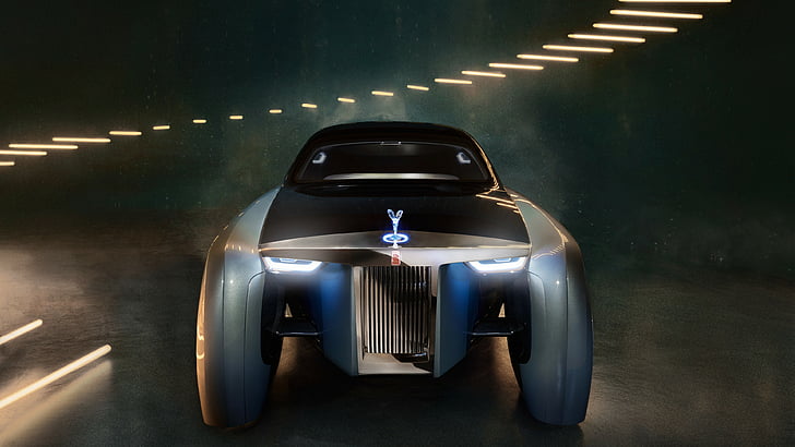 Rolls-Royce Vision Next 100, future cars, futurism, silver, HD wallpaper