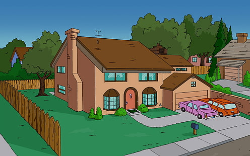 บ้านการ์ตูนบ้านเดอะซิมป์สันบันเทิงทีวีซีรีส์ HD Art, สีเหลือง, บ้าน, การ์ตูน, The Simpsons, วอลล์เปเปอร์ HD HD wallpaper