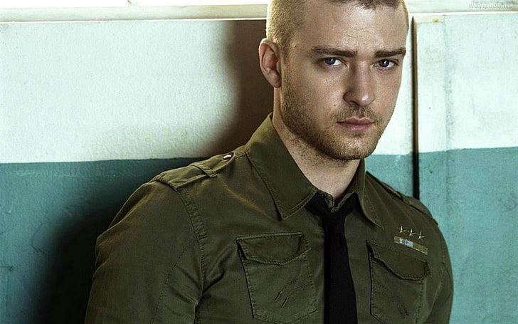 Justin Timberlake, justin timberlake, shirt, stars, tie, wall, HD wallpaper