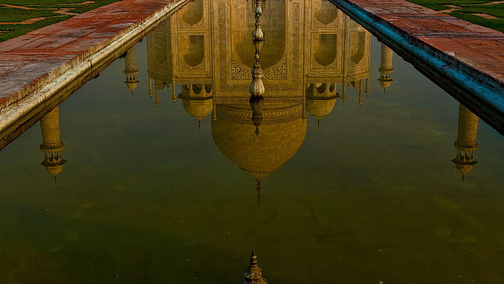 água, reflexão, Índia, Taj Mahal, o mausoléu, Agra, HD papel de parede