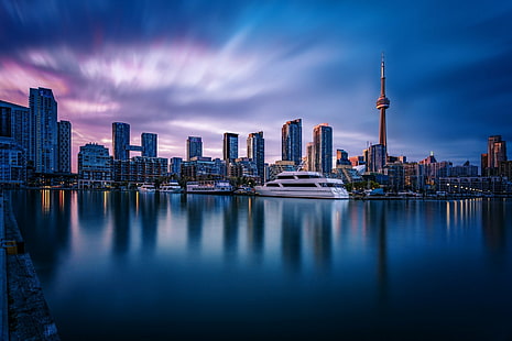 Градове, Торонто, сграда, Канада, град, пристанище, небостъргач, HD тапет HD wallpaper