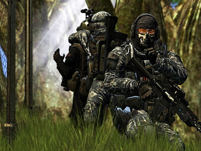 czarny karabin szturmowy, Call of Duty, Call Of Duty Modern Warfare 2, Ghost, Tapety HD HD wallpaper