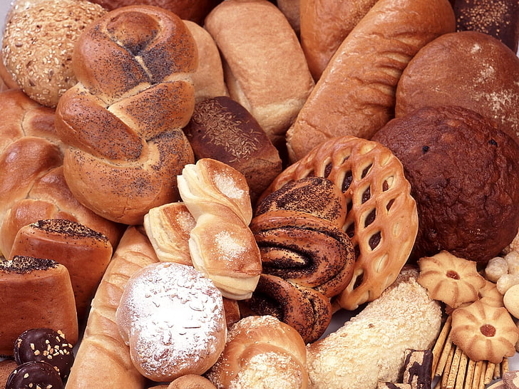 baked breads, poppy, pastries, cookies, HD wallpaper