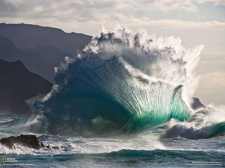 океанские волны, вода, пейзаж, HD обои