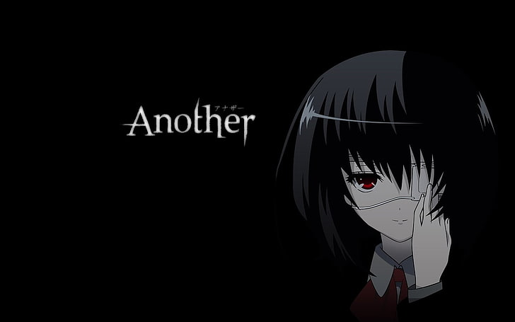 Ein anderer, Misaki Mei, schwarz, Anime, rote Augen, dunkle Haare, Augenklappen, Anime-Mädchen, HD-Hintergrundbild