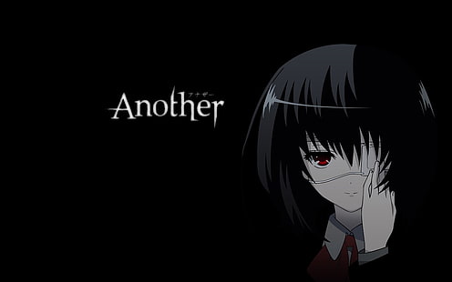 Ein anderer, Misaki Mei, schwarz, Anime, rote Augen, dunkle Haare, Augenklappen, Anime-Mädchen, HD-Hintergrundbild HD wallpaper