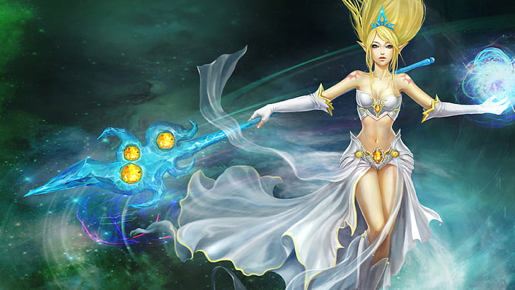 League of Legends Janna Epithet The Storm's Fury Roles Mage Support Abilities Monsoon Howling gale Zephyr Eye of the storm Tailwind Splash Art Wallpaper 3840 × 2160, HD tapet
