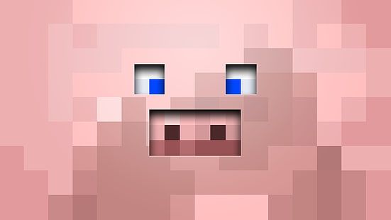 Minecraft пикселизиран тапет за прасета, Minecraft, розово, прасета, видео игри, HD тапет HD wallpaper