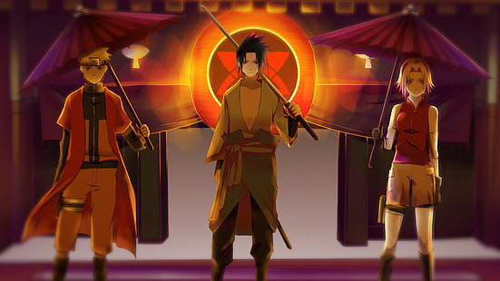 Naruto Uzumaki, Sasuke Uchiha y Sakura Haruno, Anime, Naruto, Naruto Uzumaki, Sakura Haruno, Sasuke Uchiha, Fondo de pantalla HD HD wallpaper