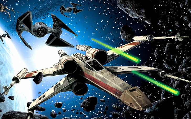 gray and red space fighter plane, Star Wars, X-Wing, HD wallpaper