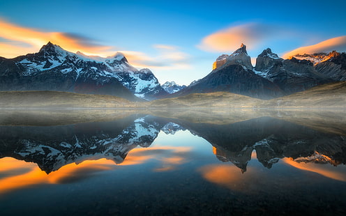 américa do sul, fundos chile, patagonia, andes montanhas, reflexão, HD papel de parede HD wallpaper
