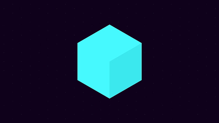 Fez, cube, minimalism, cyan, hexagon, HD wallpaper