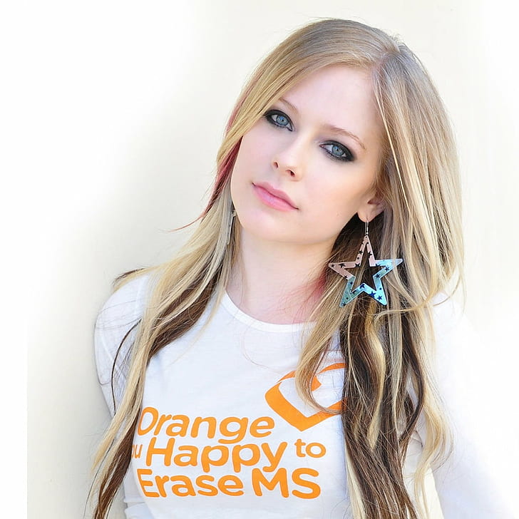 Avril Lavigne trägt Orange glücklich, MS-Hemd zu löschen, Avril-Lavigne, Ohrring, iPad-3, HD, s, Avril Lavigne, Orange, glücklich, MS, Hemd, Avril Lavigne, Frauen, Blondes Haar, Europäischer Typ, Menschen,Frauen, schön, HD-Hintergrundbild