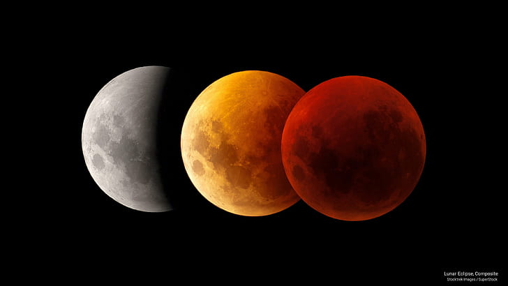 Lunar Eclipse, Composite, Space, HD wallpaper